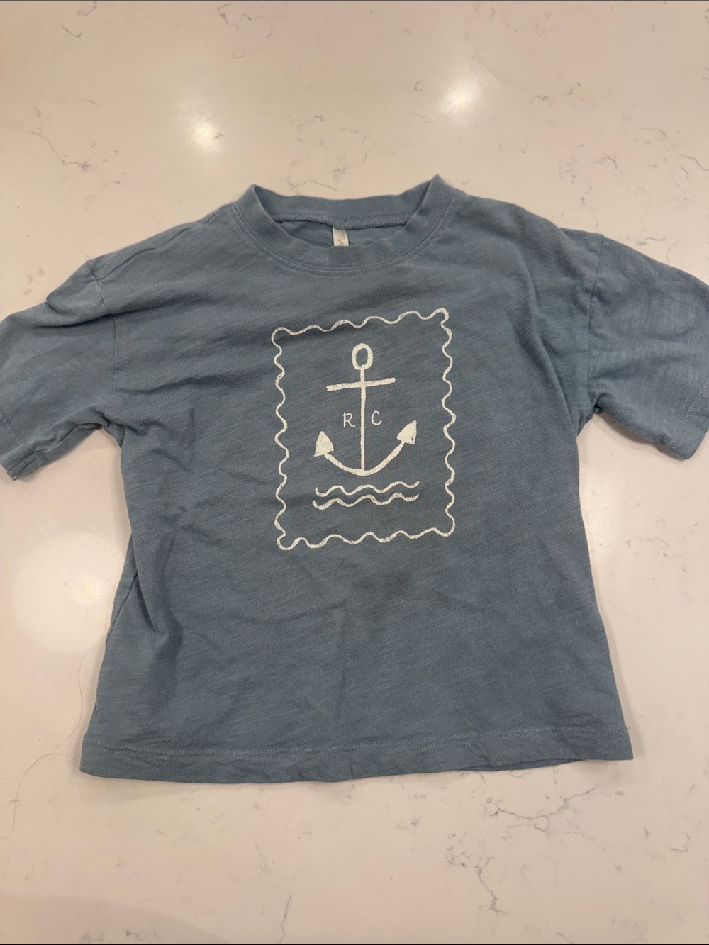 Rylee + Cru Dusty Blue Anchor Tee